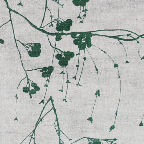 Berry Dark Pine - Curtain fabric with Green Botanical print