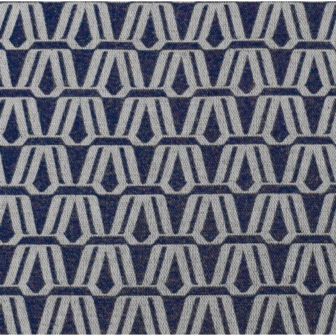 Elva Deep Blue - Natural curtain fabric, Dark Blue contemporary print