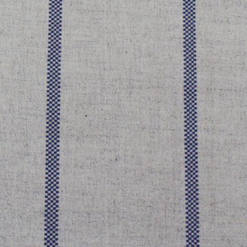 Ronja Deep Blue - Natural fabric with dark blue stripes