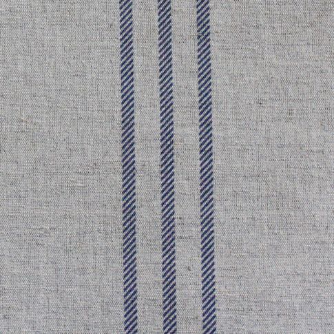 Telma Deep Blue - Blue stripes printed on Linen Cotton fabric