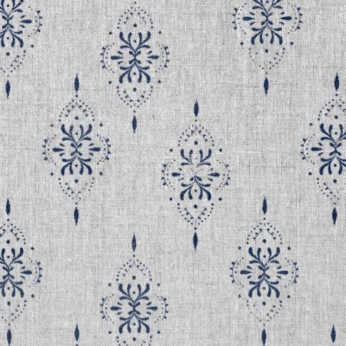 Iiris Deep Blue - Curtain fabric with Dark Blue abstract print