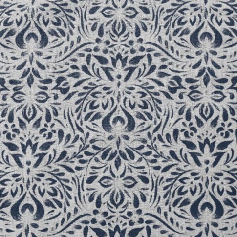 Jasmi Deep Blue - Curtain fabric with  Dark Blue abstract print