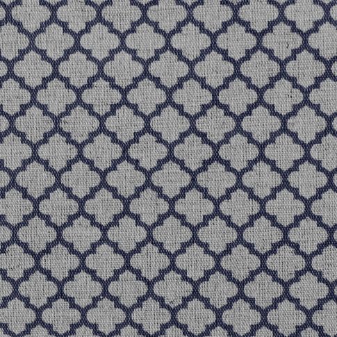 Jonna Deep Blue - Curtain fabric, dark blue moroccan clover pattern