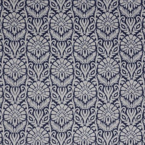 Krista Deep Blue - Curtain fabric with an abstract Blue floral pattern