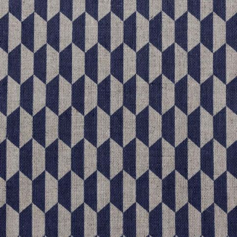 Lana Deep Blue - Fabric for curtains, Blue Print
