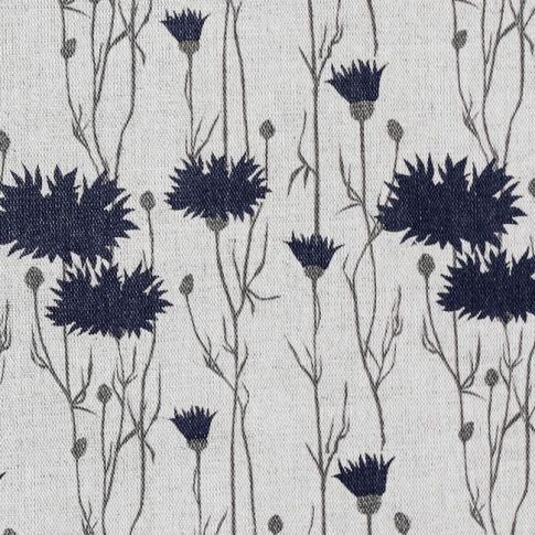 Margrete Deep Blue - Curtain fabric with Dark Blue print