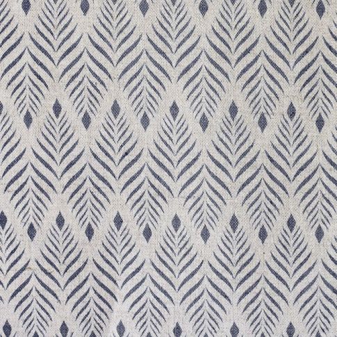Sylvia Deep Blue - Dark Blue abstract print on Natural fabric