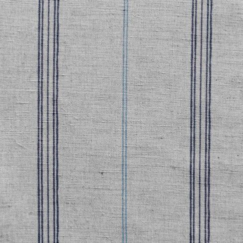 Elise Deep Blue- Linen Cotton mix curtain fabric, True Blue & Deep Blue stripes