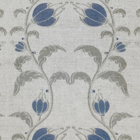 Dana Denim - Floral Blue and Grey print on Linen Cotton fabric