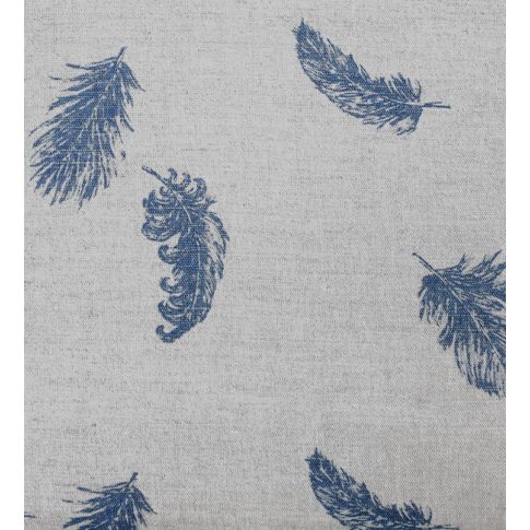 Feathers Denim - Blue feathers print on Linen Cotton fabric