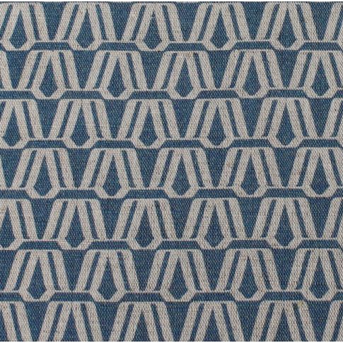 Elva Denim - Natural curtain fabric, Blue contemporary print