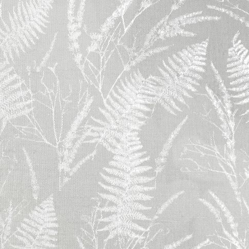 Fernia White - Fabric for curtains with White pattern