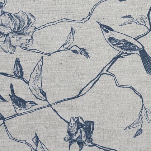 Gardenia Denim - Blue Botanical / bird pattern