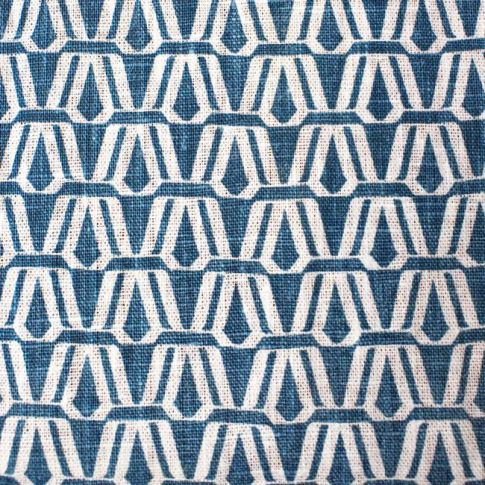Ilva Denim - White linen fabric, Blue contemporary print