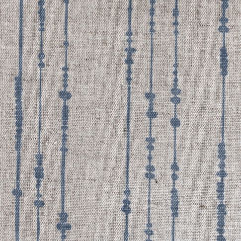 Pearls Denim - Natural curtain fabric, Blue pearls print