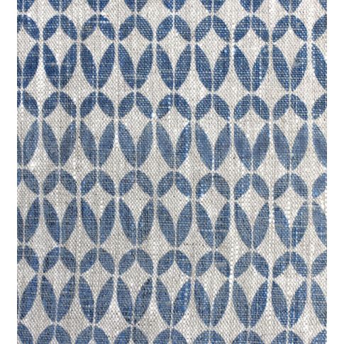 Siruna Denim - Natural curtain fabric, Blue contemporary print