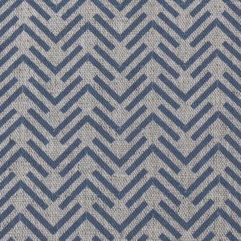 Thea Denim - Natural curtain fabric, Blue abstract print