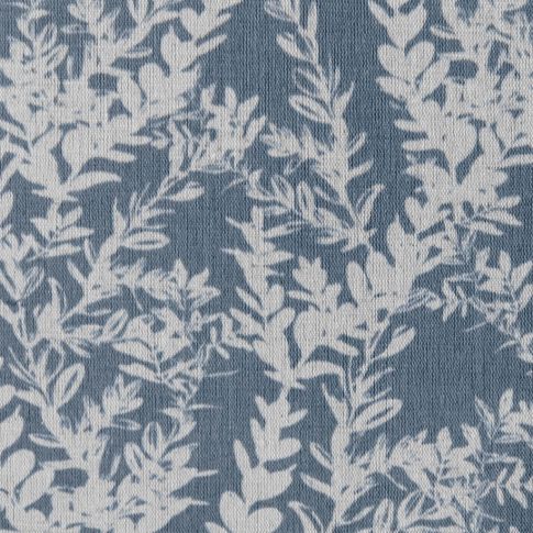 Christa-INV Denim - Curtain fabric with Blue botanical print
