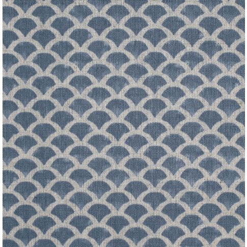 Erle Denim - Natural curtain fabric, Blue contemporary print