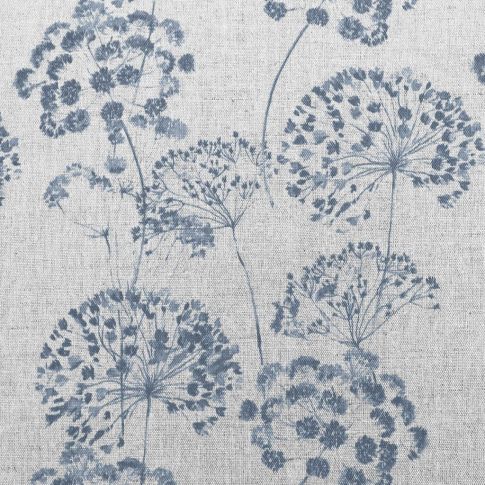 Erleen-Nat Denim - Curtain fabric with Blue botanical print