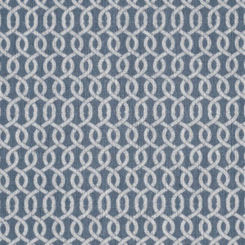 Gisla Denim - Natural curtain fabric, Blue abstract print