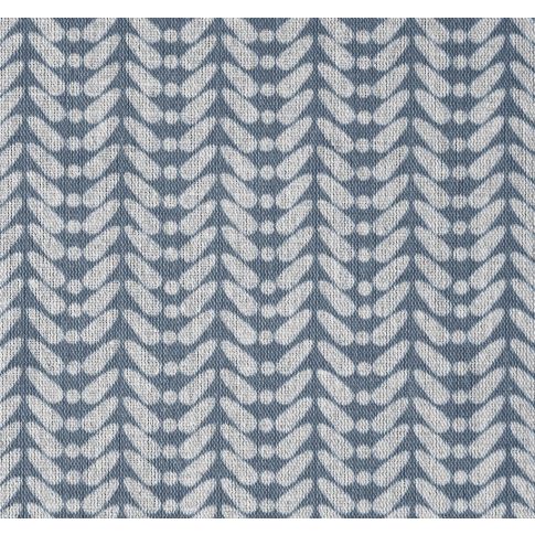 Hirlev-INV Denim - Natural curtain fabric, Blue contemporary print