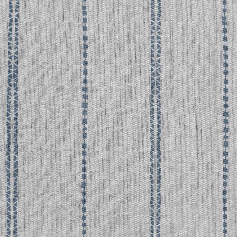 Inga-NAT Denim - Natural fabric with Blue decorative stripes, Linen Cotton mix
