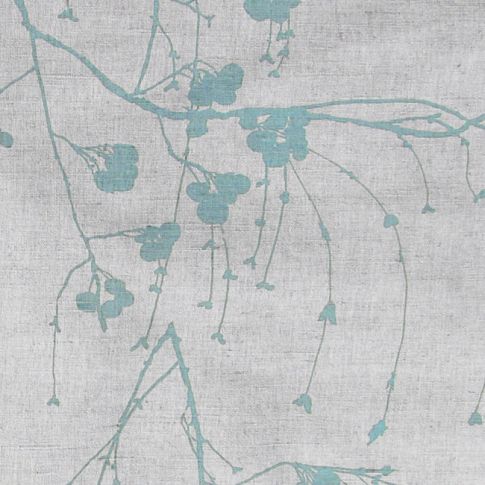 Berry Duckegg - Natural fabric with duckegg blue print