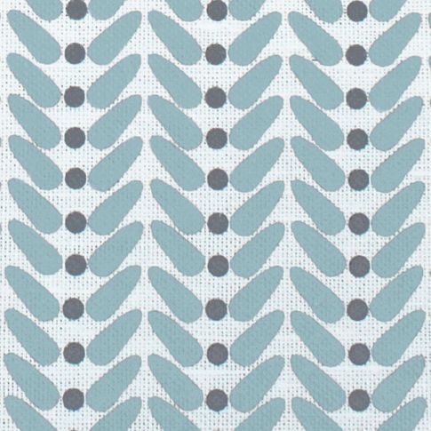 Hilda Duck Egg - White curtain fabric printed with Duckegg Blue and Grey