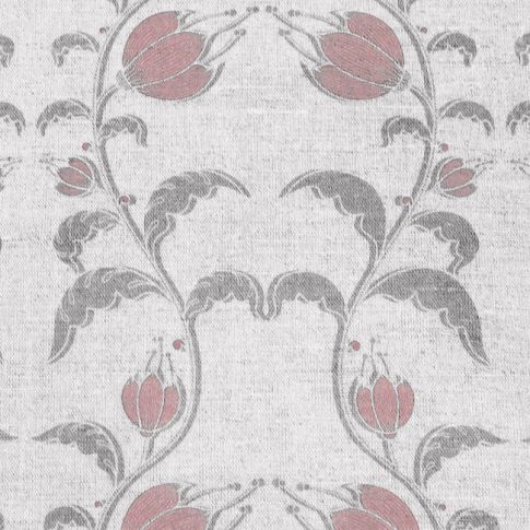 Dana Dusty Pink - Curtain fabric with pink / grey flower print