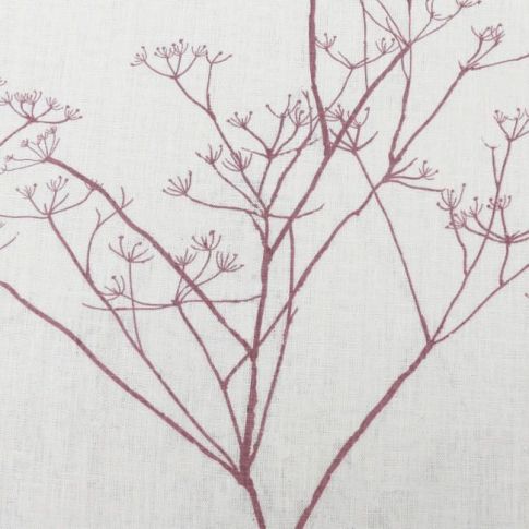 Cicely Dusty Pink - White curtain fabric, Pink botanical print