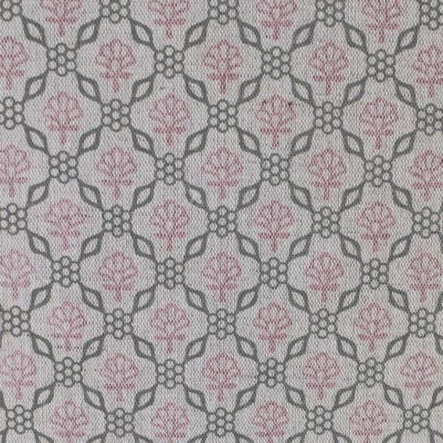 Hilla Pink Greige - Curtain fabric, abstract Pink and Grey pattern
