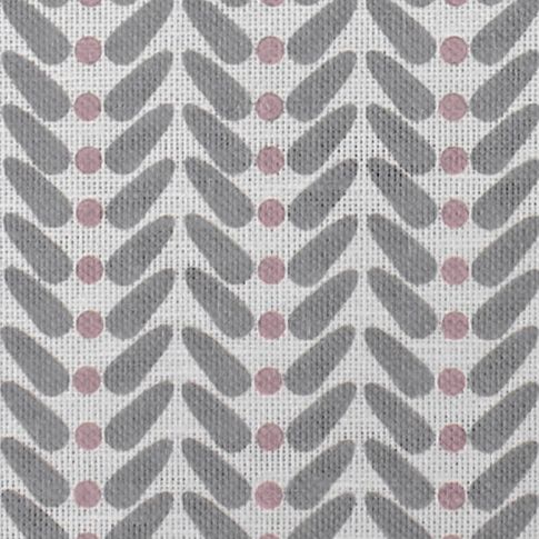 Hilda Dusty Pink - White Linen fabric printed with dusty Pink and Grey
