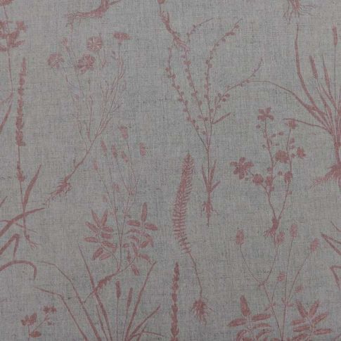 Iida Dusty Pink- Fabric for curtains, Pale Pink Botanical Print