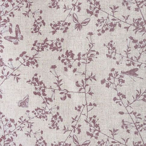 Kamille Dusty Pink - Curtain fabric, Pink pattern with butterflies