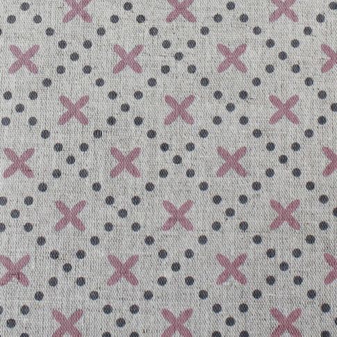 Unna Dusty Pink - Natural curtain fabric, Pink and Grey abstract print
