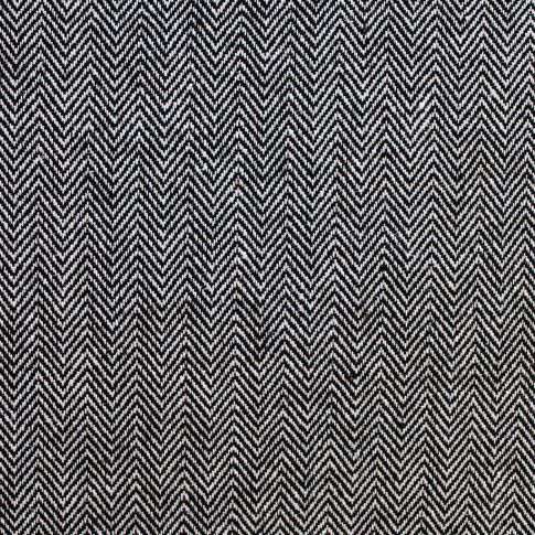 Edda Noir - Herringbone fabric for curtains, White and Black