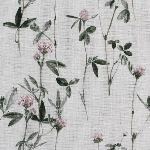 Estelle Powder Rose - Curtain fabric with Pink and Green floral print
