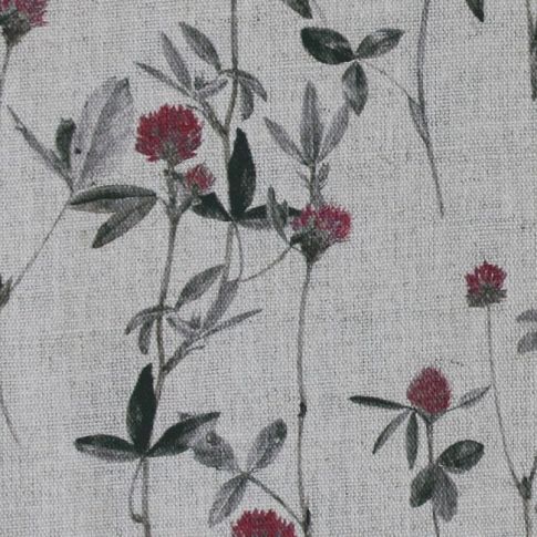 Esther Cherry - Natural fabric with Red and Grey floral print