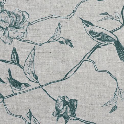 Gardenia Fern - Green Botanical / bird pattern