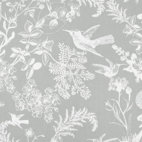 Marianne Greige Clay- Curtain fabric with Dusty Grey botanical print