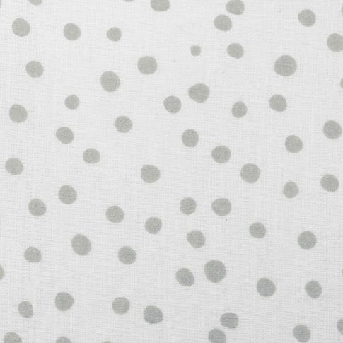 Dottie Greige-WHT - Dotted fabric with Grey spots, 100% Linen