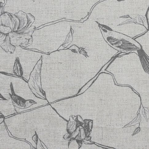 Gardenia Greige - Grey Botanical / bird pattern