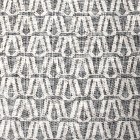 Ilva Greige - White linen fabric, Greige contemporary print