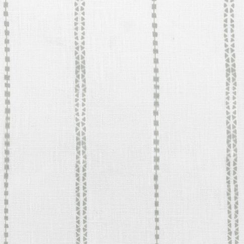 Inga Greige - White fabric with Grey decorative stripes, 100% Linen