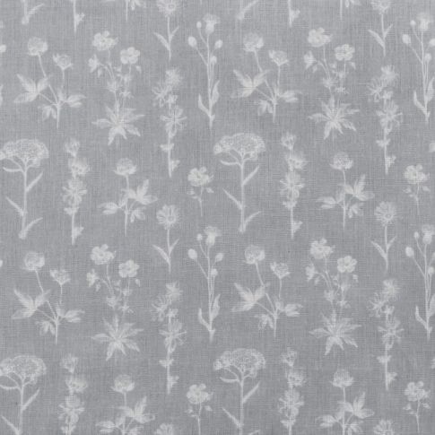 Madelin Greige - Curtain fabric with Grey floral print