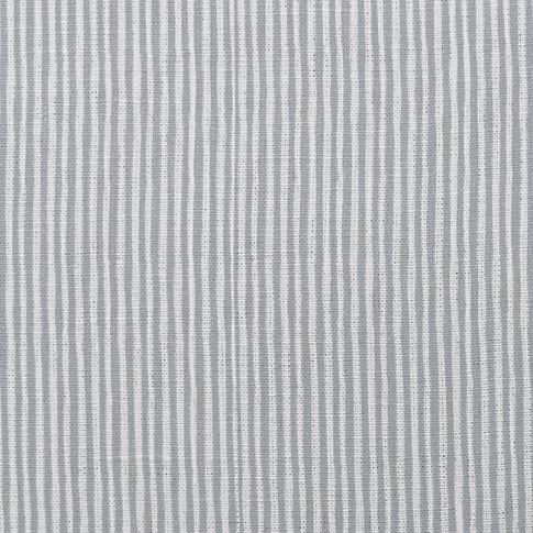 Maisa Greige - Linen curtain fabric, Grey stripes