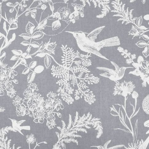 Marianne Greige - Curtain fabric with Grey botanical print