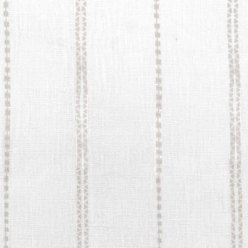 Inga Grey Sand - White fabric with Grey decorative stripes, 100% Linen