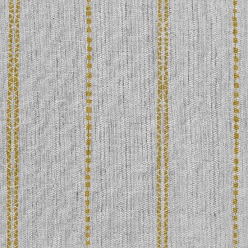 Inga-NAT Honey - Natural fabric with Yellow decorative stripes, Linen Cotton mix
